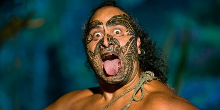 Haka war dance with tongue