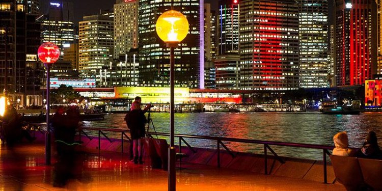 Sydney city skyline lit up
