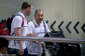 Eddie Jones had his bags searched by customs as he arrived in Australia with his England team