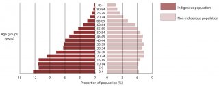 Population pyramid of Indigenous and non-Indigenous populations, 2011