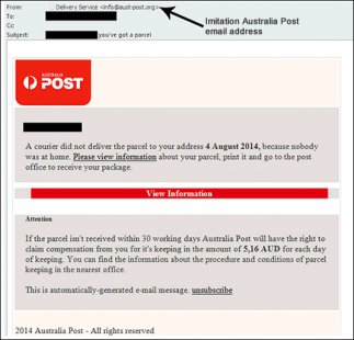 Scam email example showing incorrect